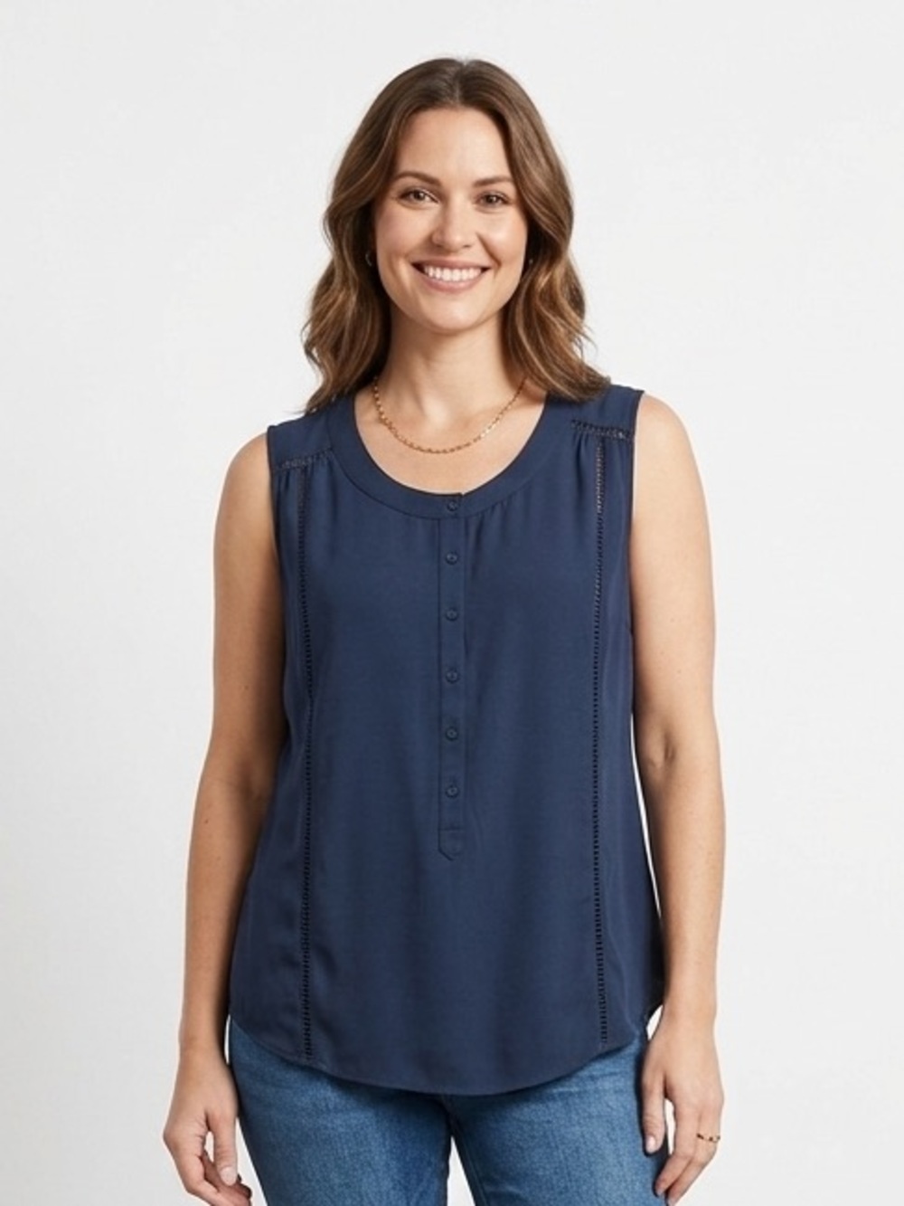 Merona Dark Blue Button-Front Blouse
